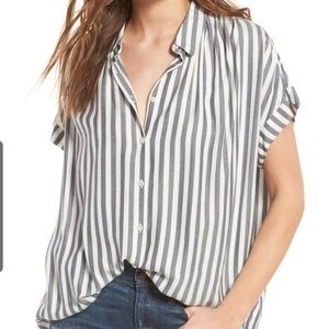 Sneak Peek Oversized Striped Button Down Top